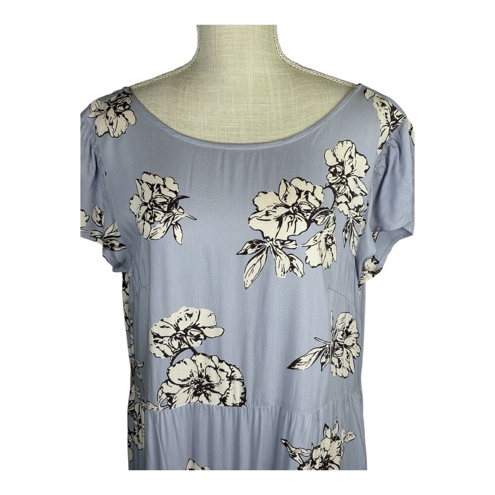 Free People Rita Tiered Midi Dress Women's Medium Light Blue Floral Cottage Boho - Picture 3 of 9